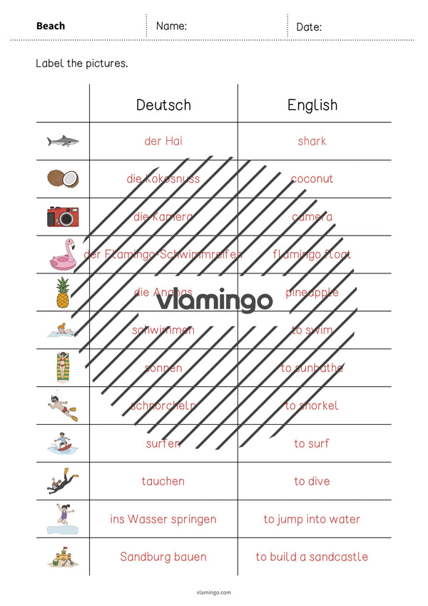 de englisch beach vocabulary worksheet 3 013