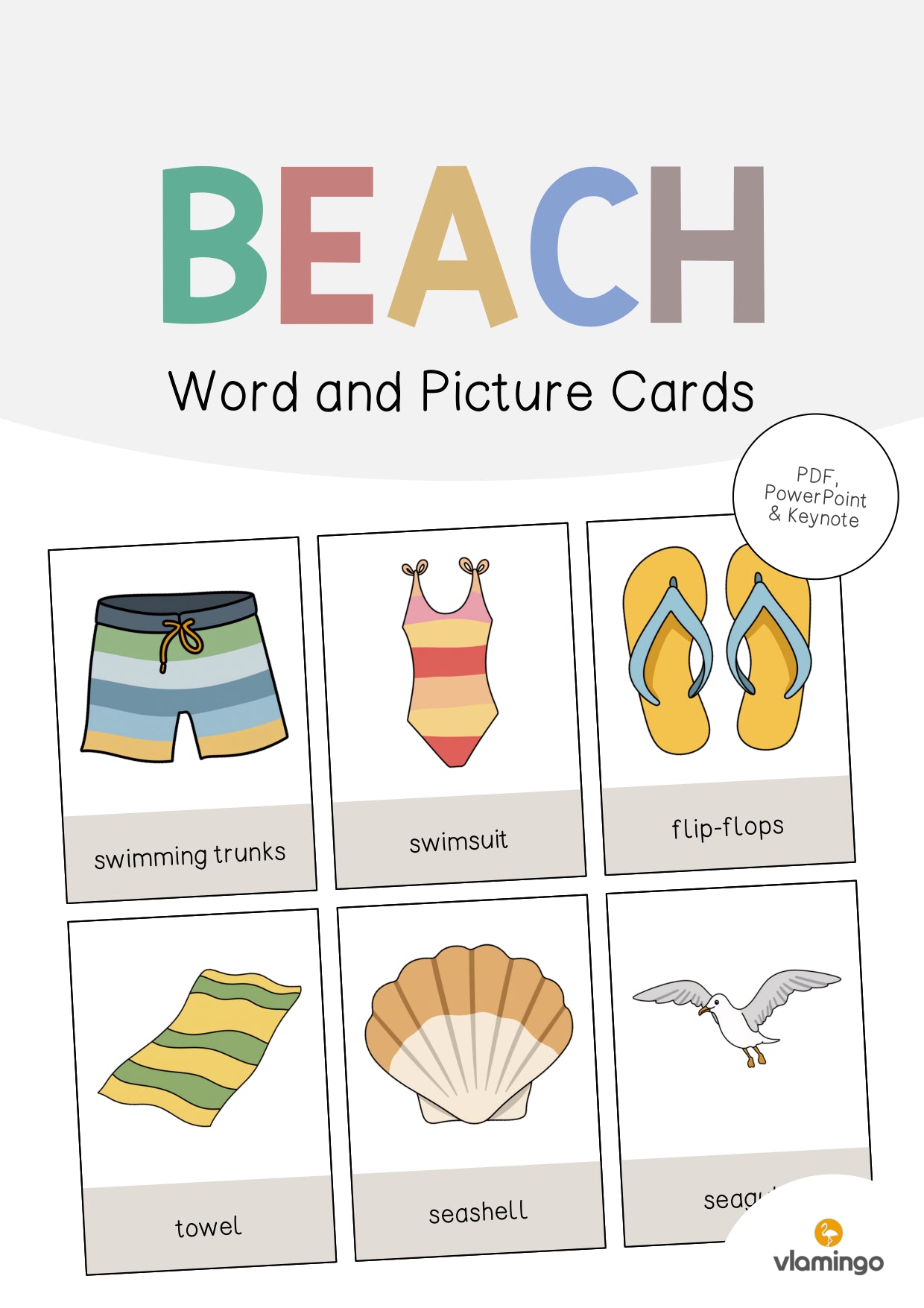 de englisch beach word and picture cards 001