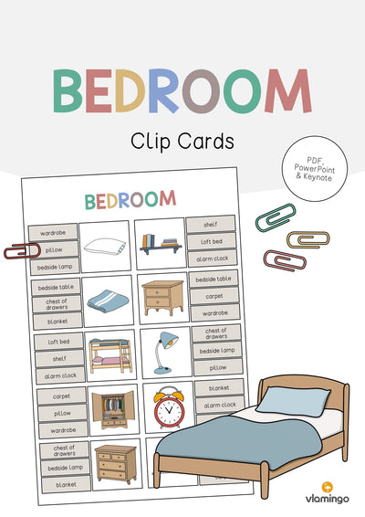Bedroom / Schlafzimmer: Clip Cards (Englisch)