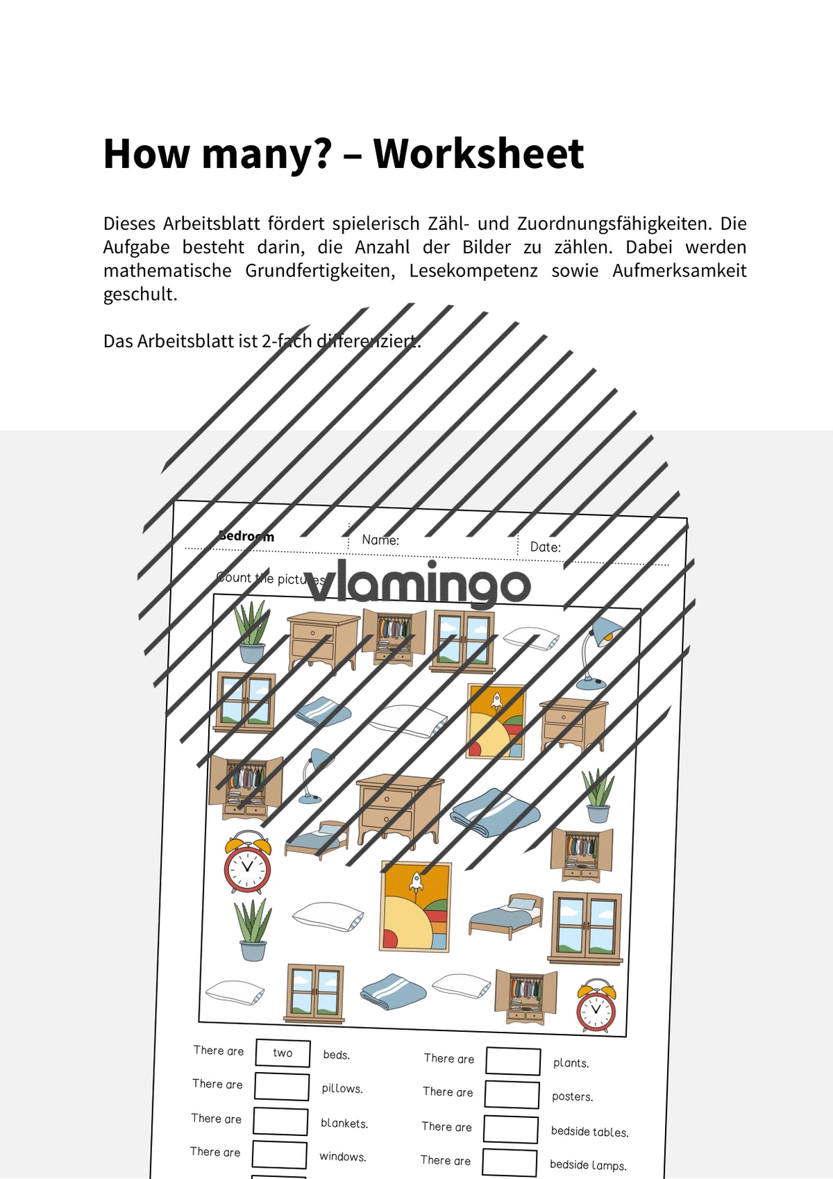 de englisch bedroom how many worksheet 002
