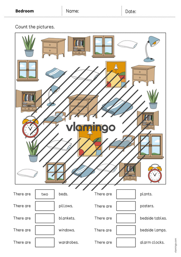 de englisch bedroom how many worksheet 004