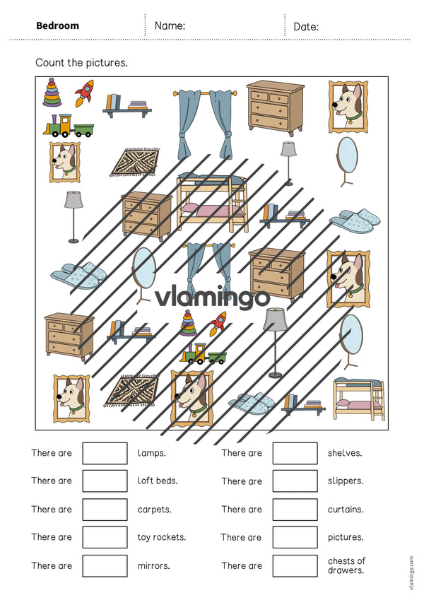 de englisch bedroom how many worksheet 005