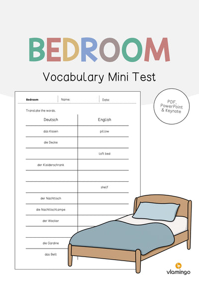 Bedroom / Schlafzimmer: Vocabulary Mini Test (Englisch)