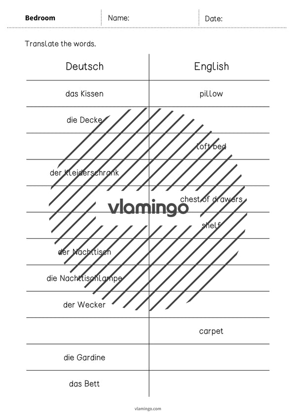 de englisch bedroom vocabulary mini test 003