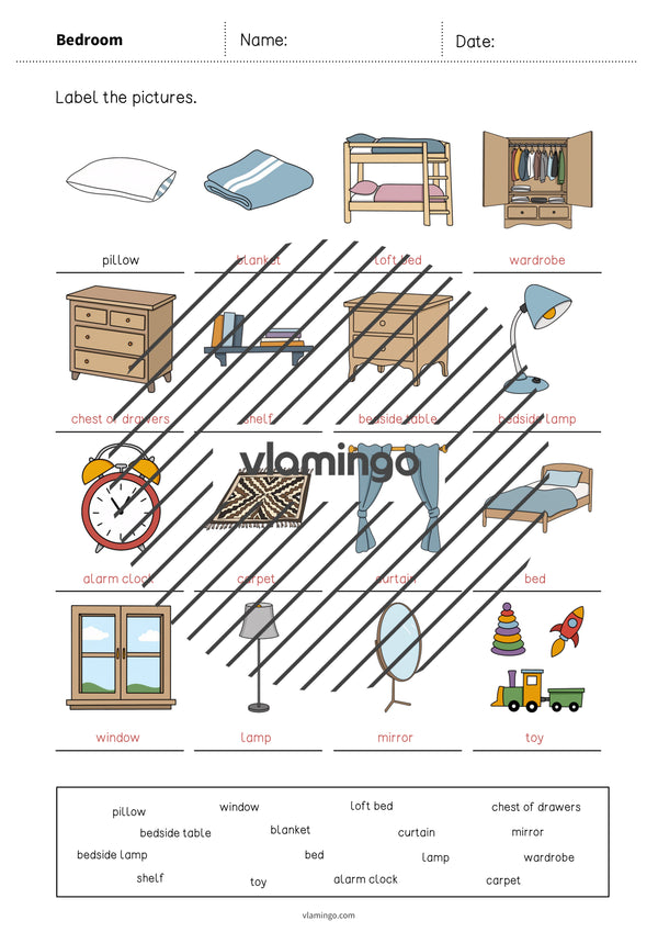 de englisch bedroom vocabulary worksheet 1 008