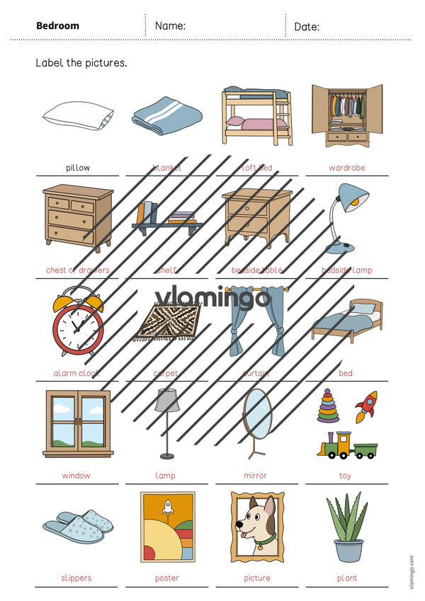 de englisch bedroom vocabulary worksheet 1 009