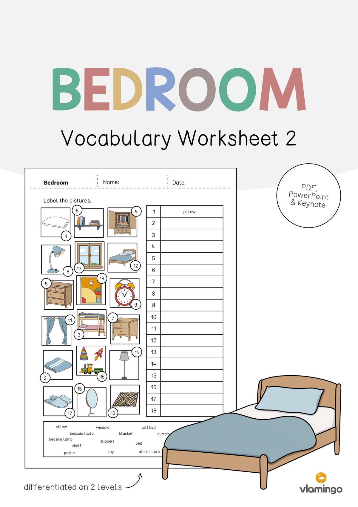 de englisch bedroom vocabulary worksheet 2 001