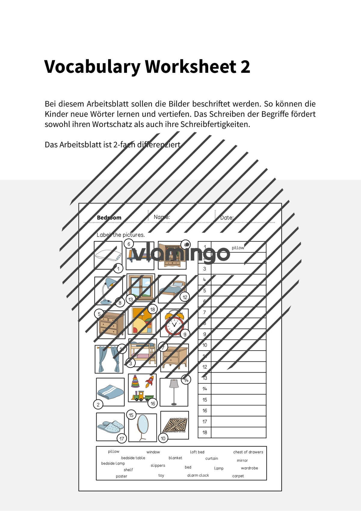 de englisch bedroom vocabulary worksheet 2 002