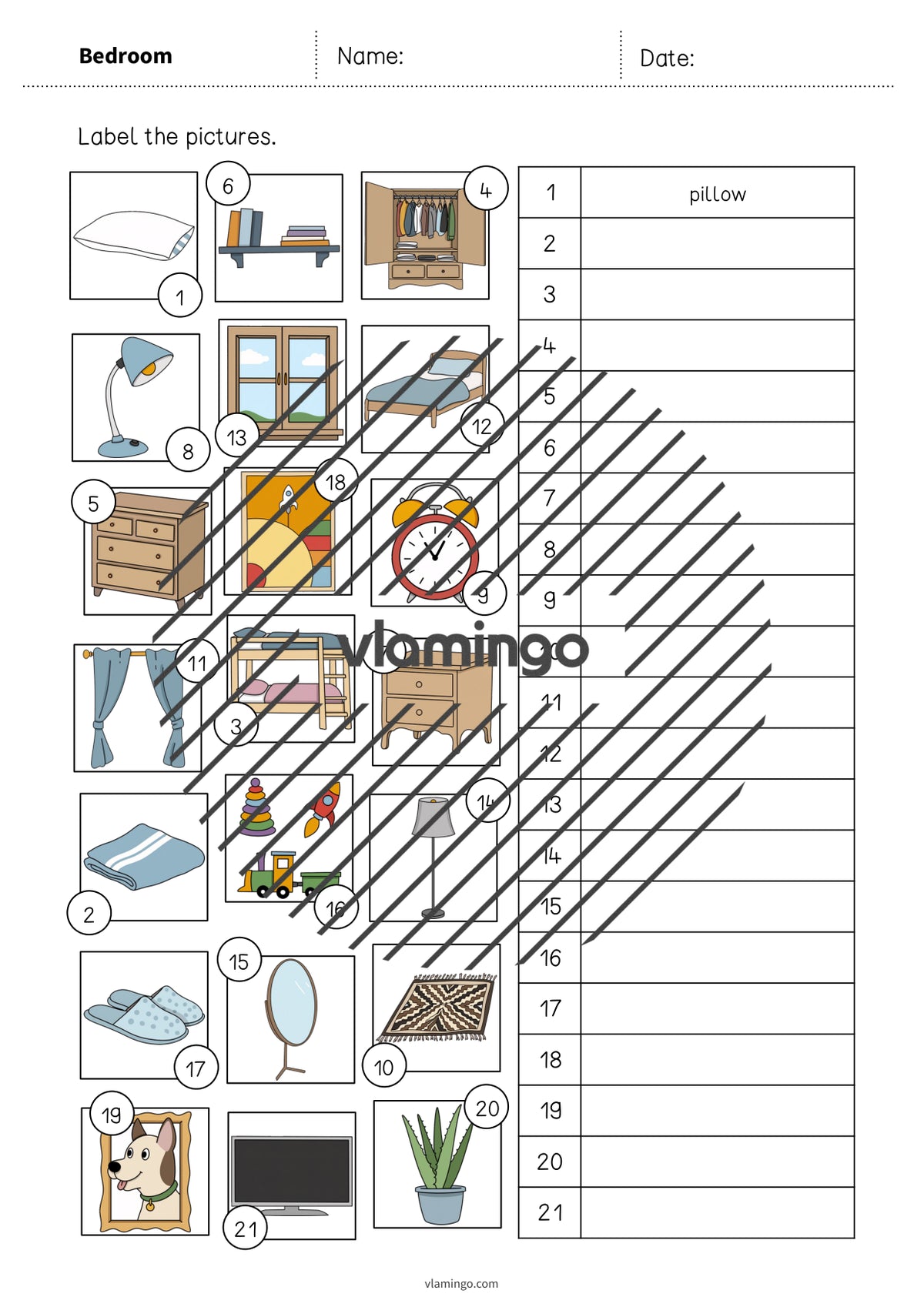 de englisch bedroom vocabulary worksheet 2 006