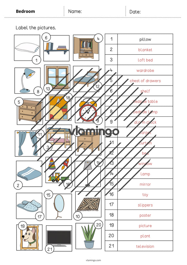 de englisch bedroom vocabulary worksheet 2 009