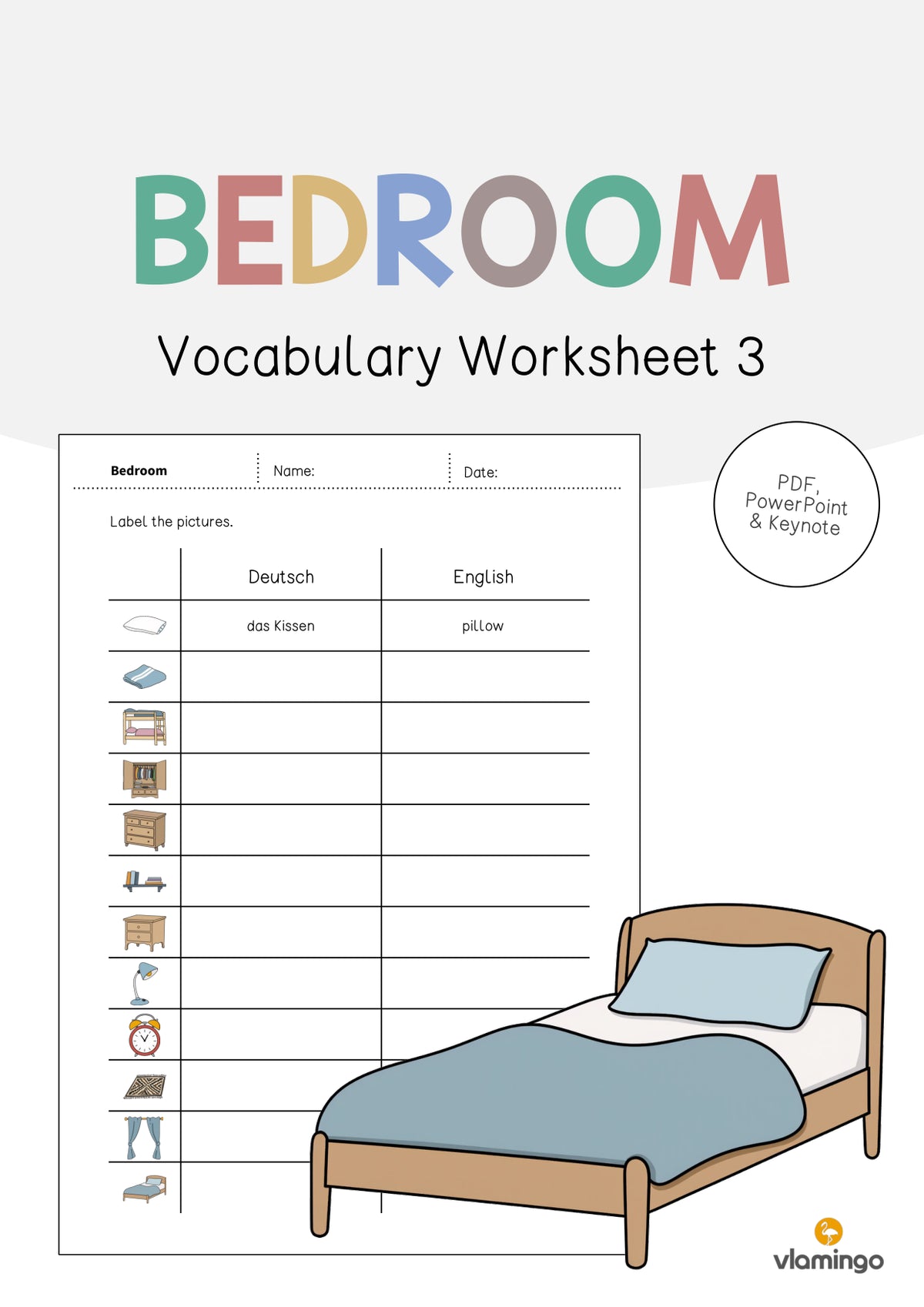 de englisch bedroom vocabulary worksheet 3 001