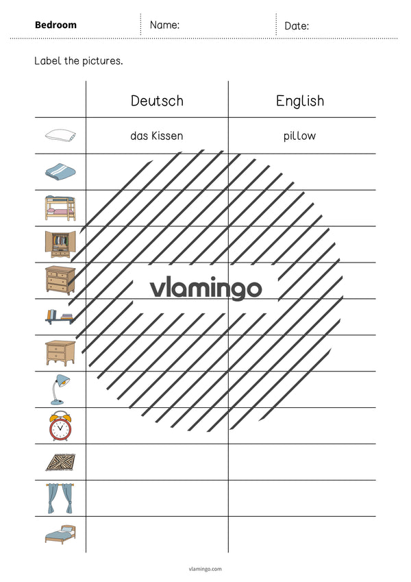 de englisch bedroom vocabulary worksheet 3 003