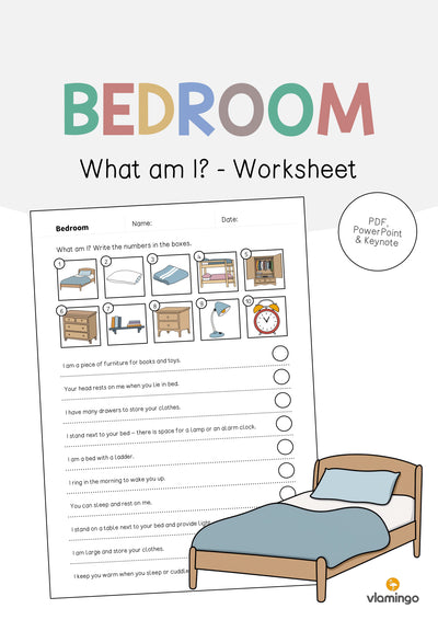 Bedroom / Schlafzimmer: What am I? - Worksheet (Englisch)