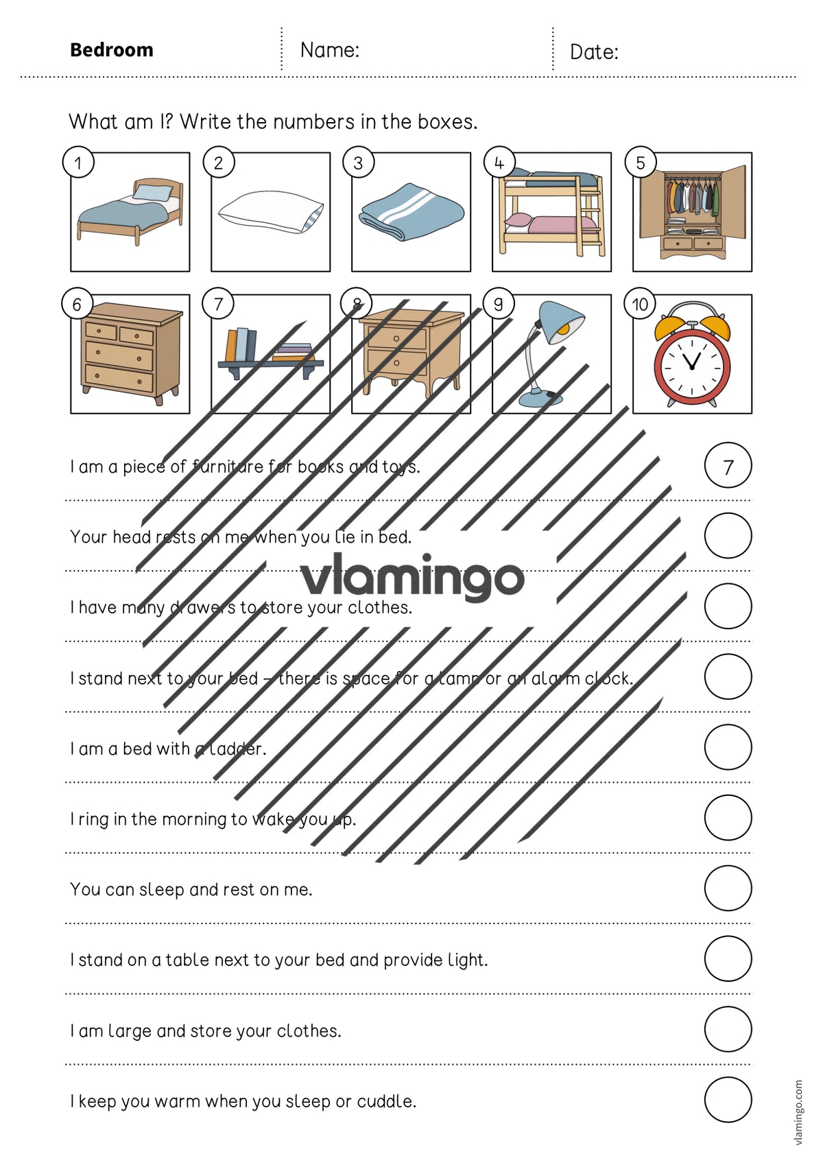 de englisch bedroom what am i worksheet 003