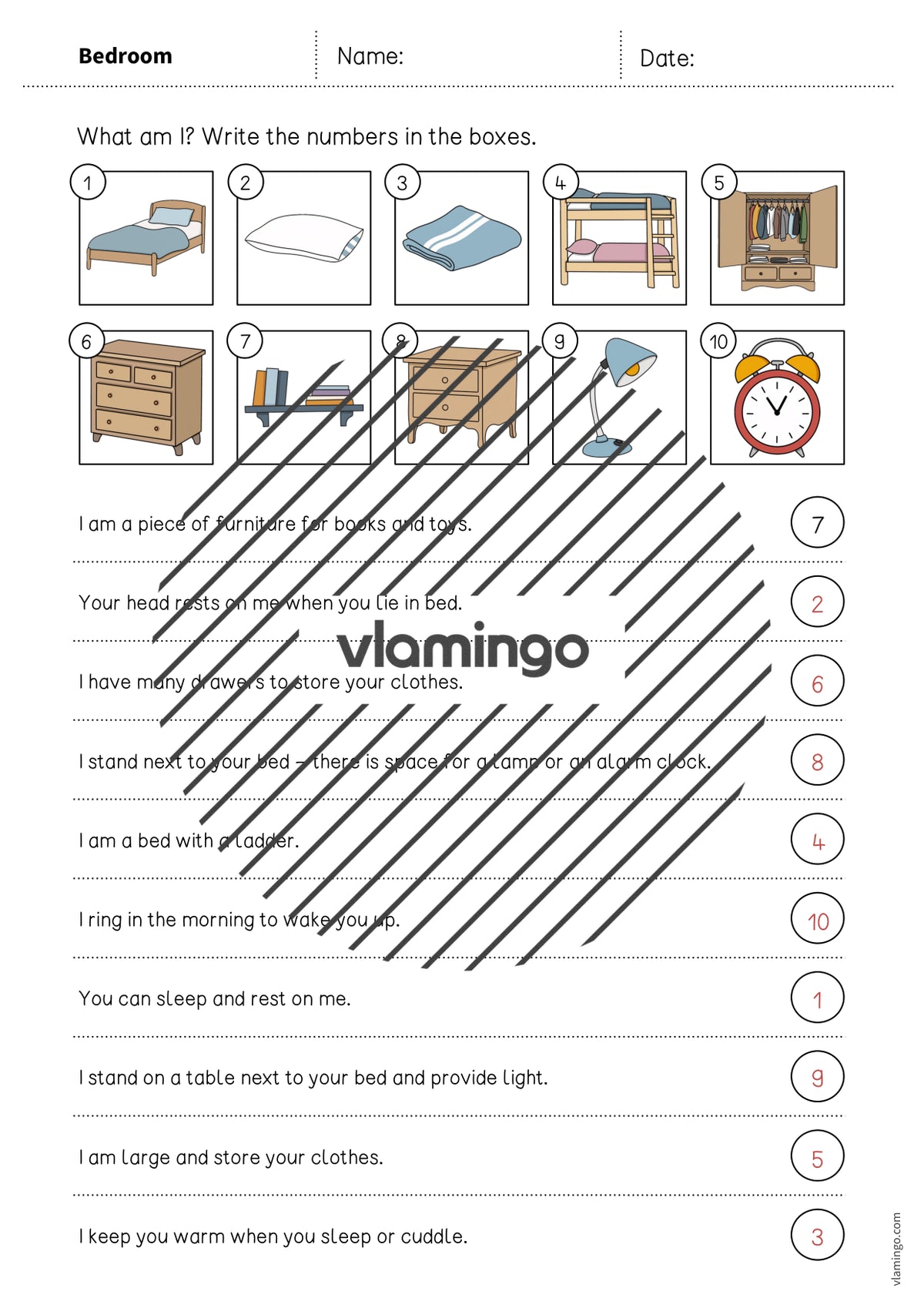 de englisch bedroom what am i worksheet 006