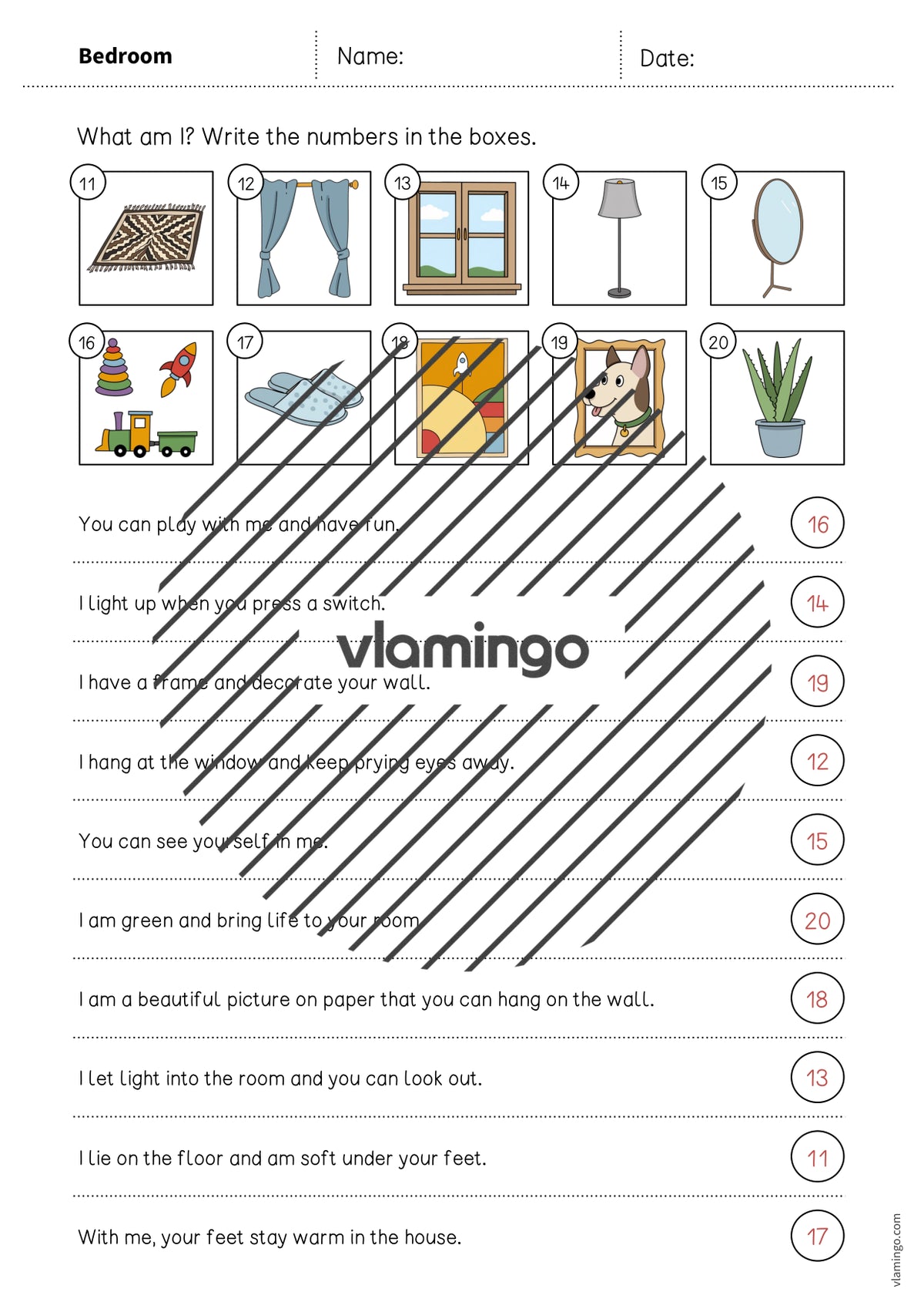 de englisch bedroom what am i worksheet 007