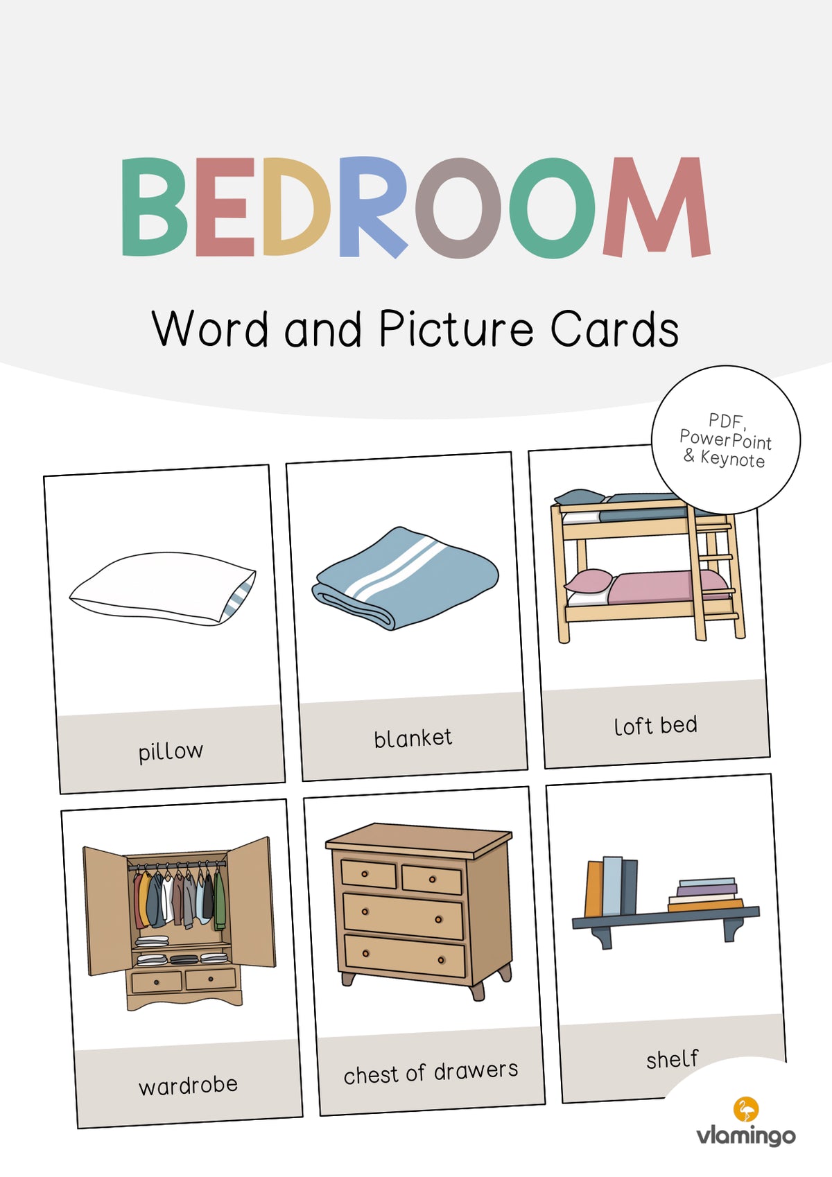 de englisch bedroom word and picture cards 001