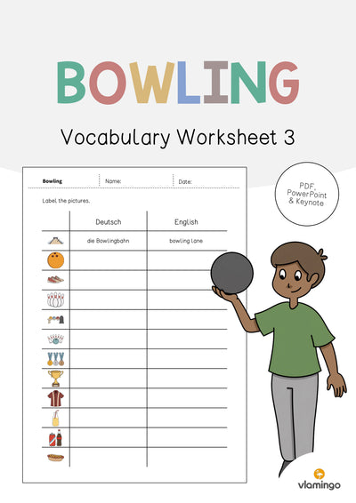 Bowling: Vocabulary Worksheet 3 (Englisch)