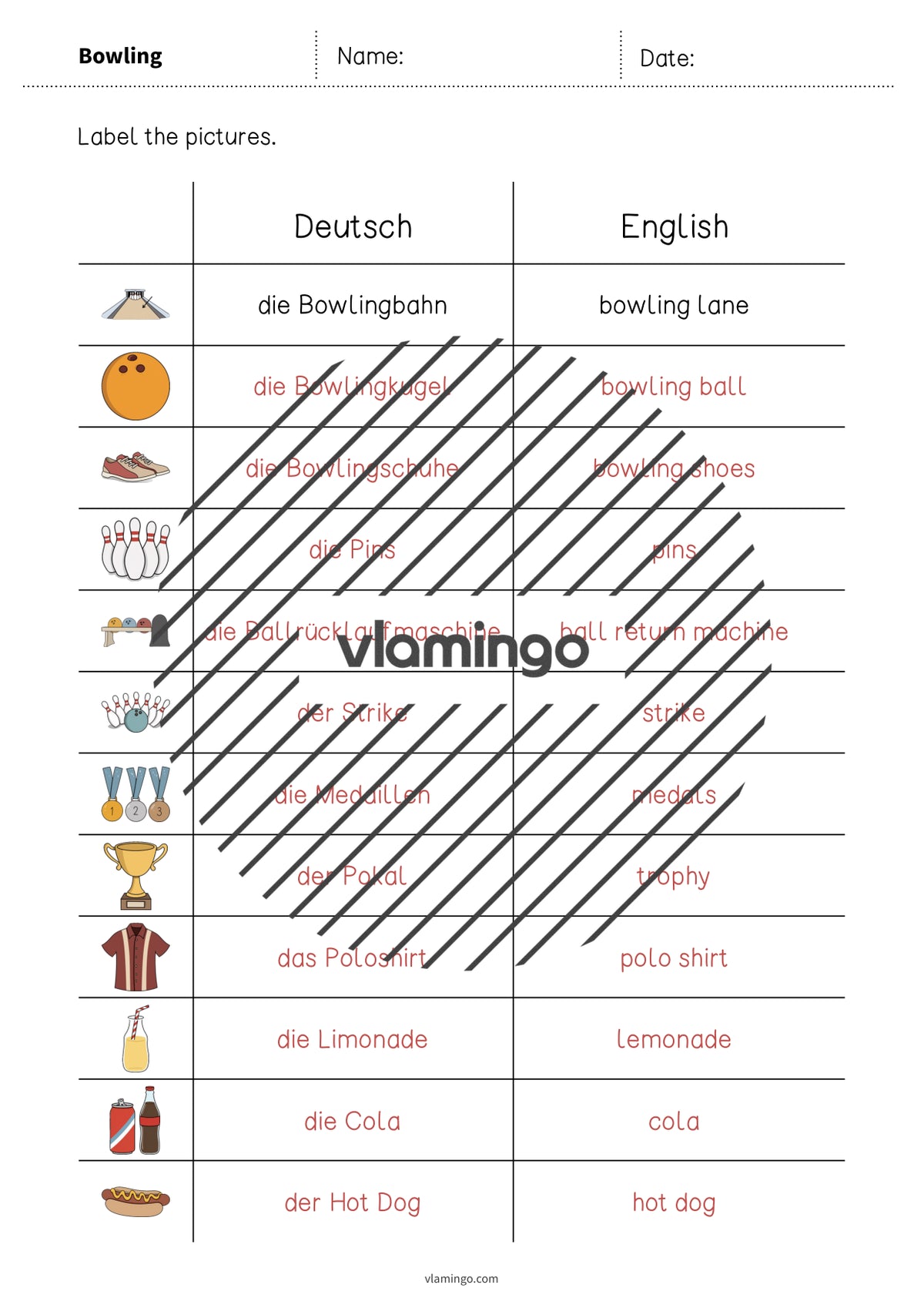 de englisch bowling vocabulary worksheet 3 005