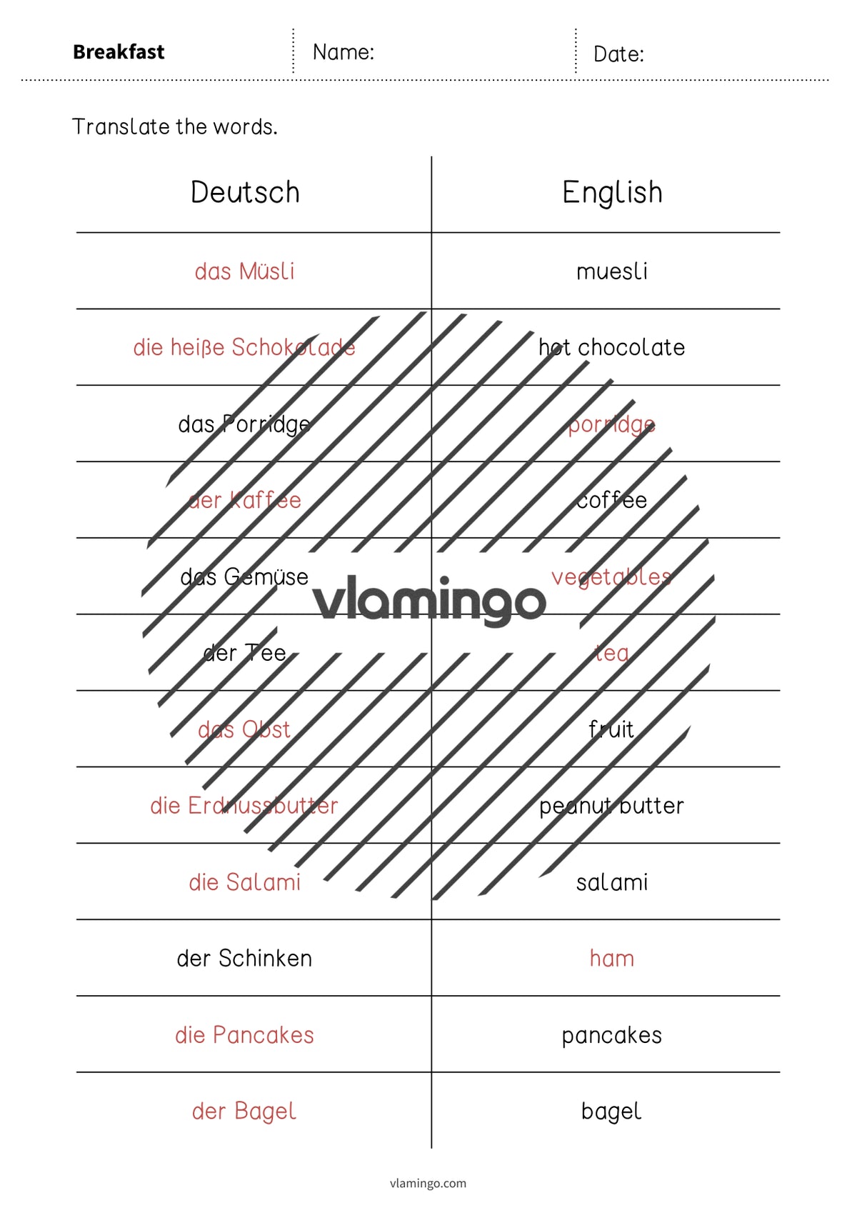 de englisch breakfast vocabulary mini test 008