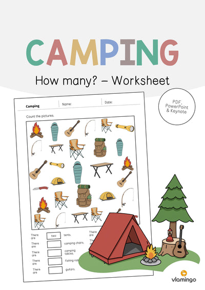 Camping: How many? – Worksheet (Englisch)
