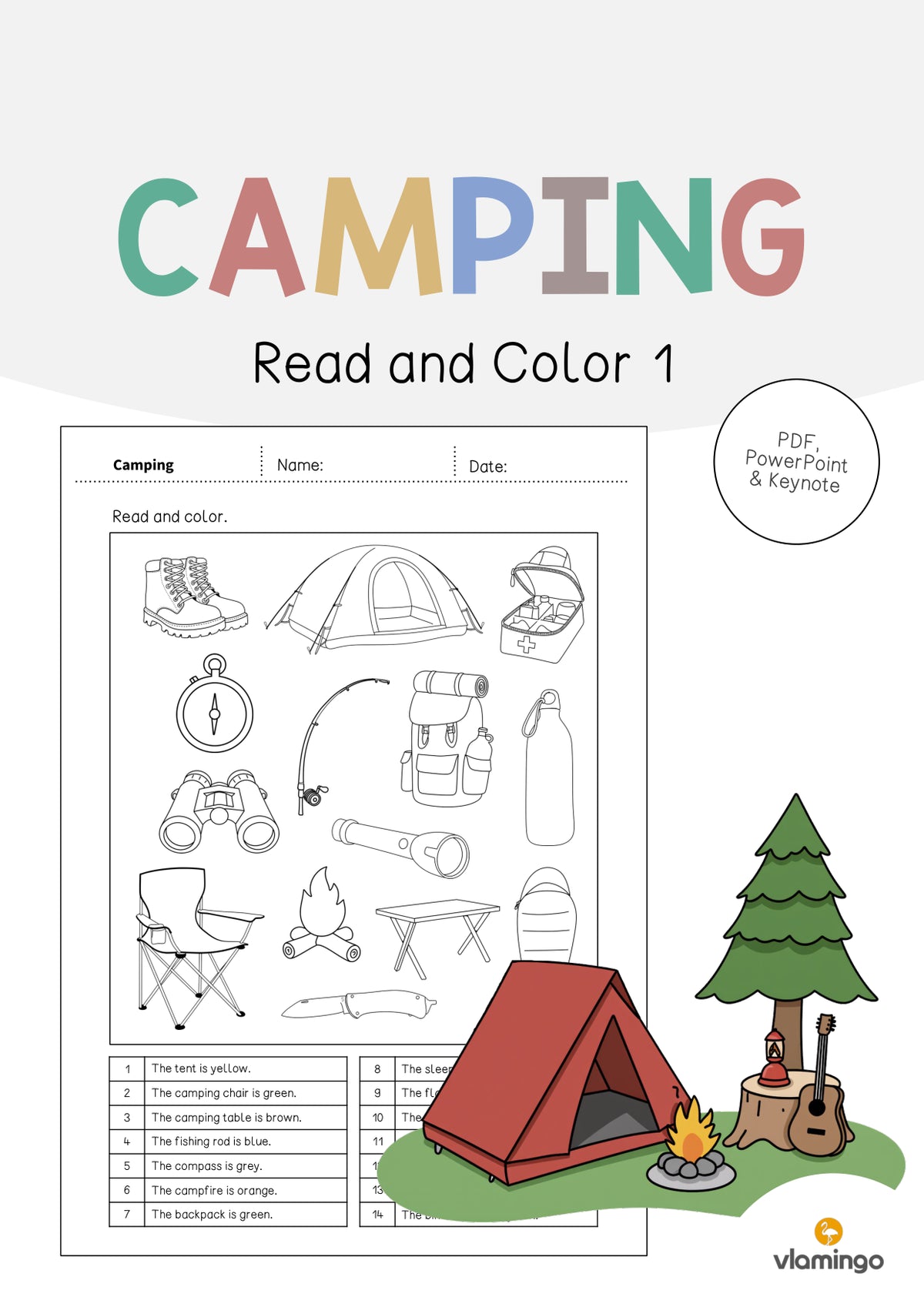 de englisch camping read and color 1 001