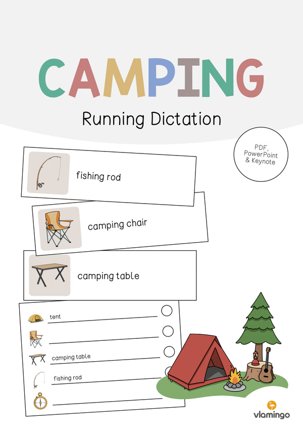 de englisch camping running dictation 001