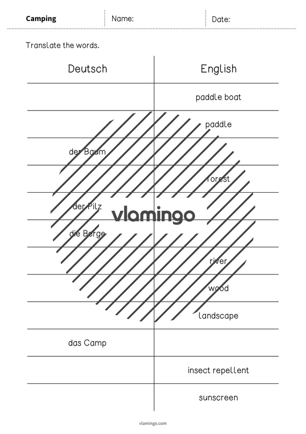 de englisch camping vocabulary mini test 006