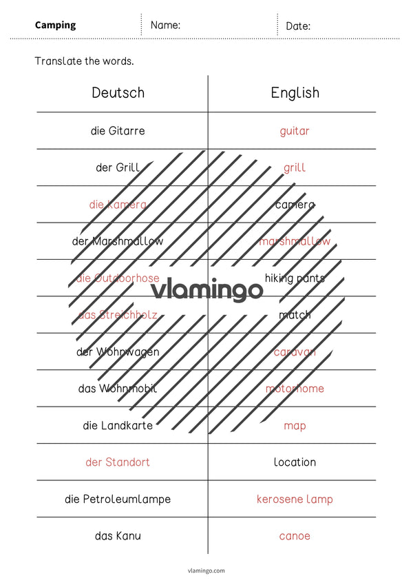 de englisch camping vocabulary mini test 010