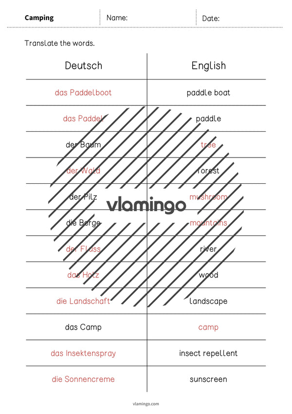 de englisch camping vocabulary mini test 011