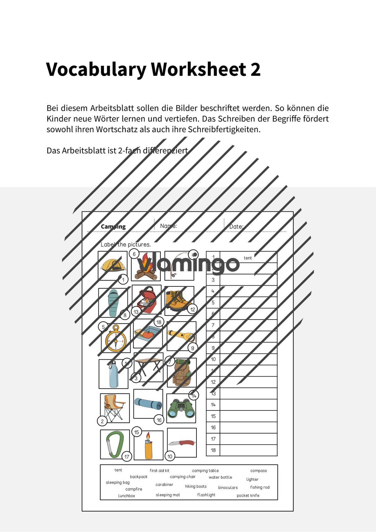 de englisch camping vocabulary worksheet 2 002