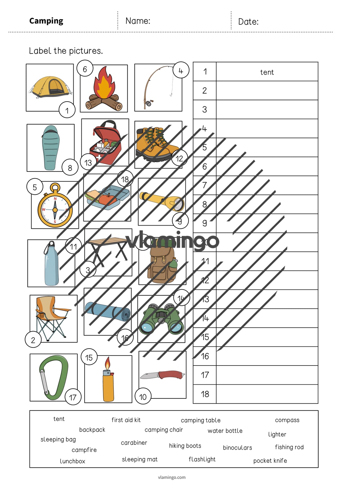 de englisch camping vocabulary worksheet 2 004
