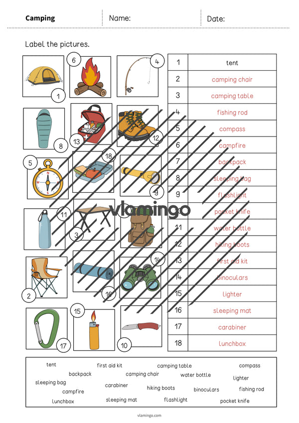 de englisch camping vocabulary worksheet 2 008