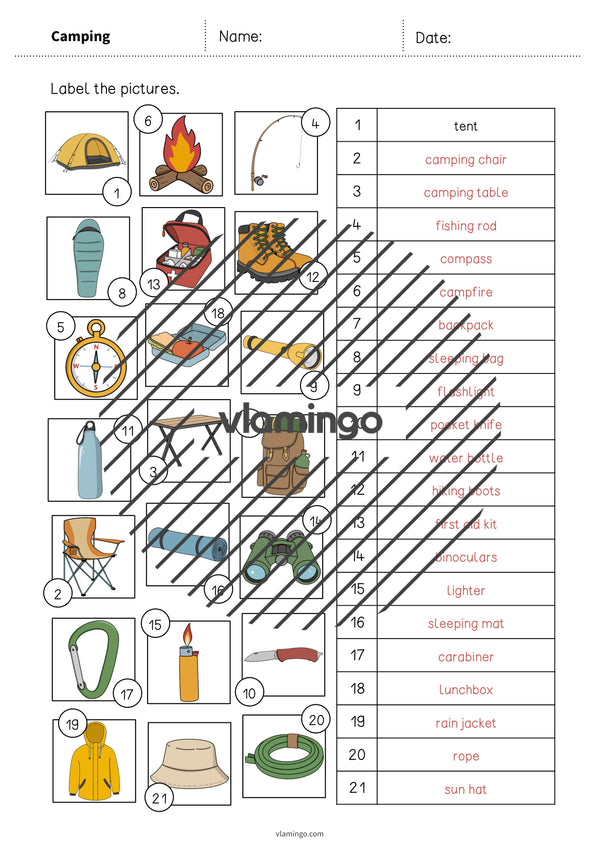 de englisch camping vocabulary worksheet 2 009