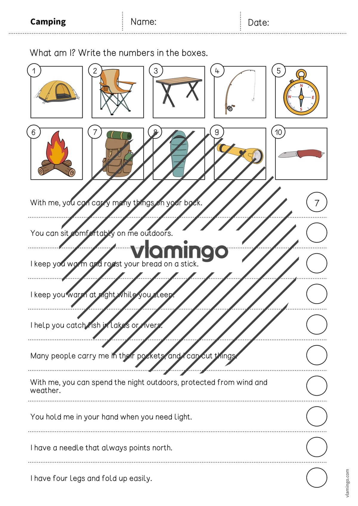 de englisch camping what am i worksheet 003