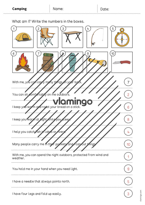 de englisch camping what am i worksheet 007