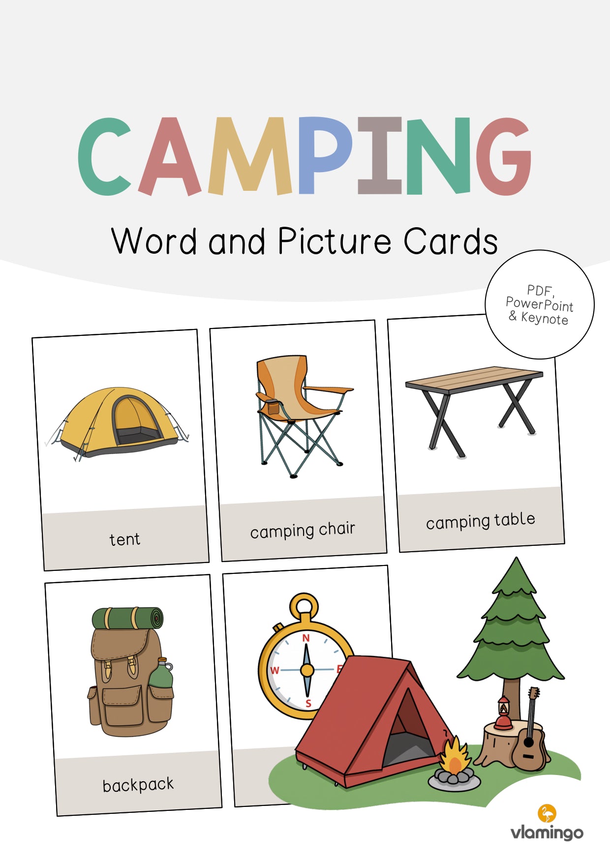 de englisch camping word and picture cards 001