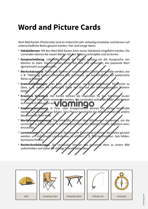 de englisch camping word and picture cards 002
