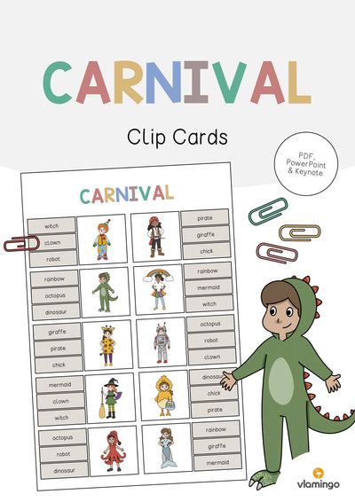 Carnival / Fasching: Clip Cards (Englisch)