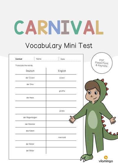Carnival / Fasching: Vocabulary Mini Test (Englisch)