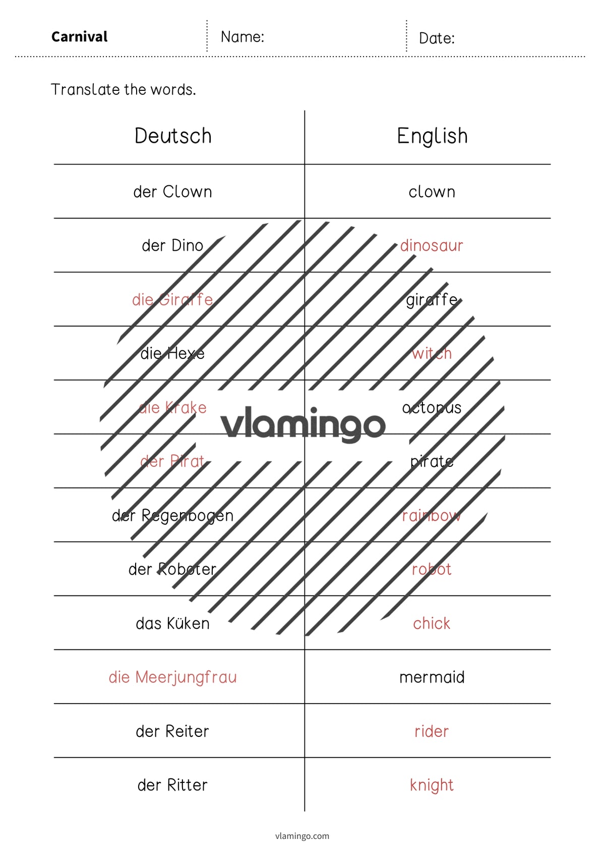de englisch carnival vocabulary mini test 008