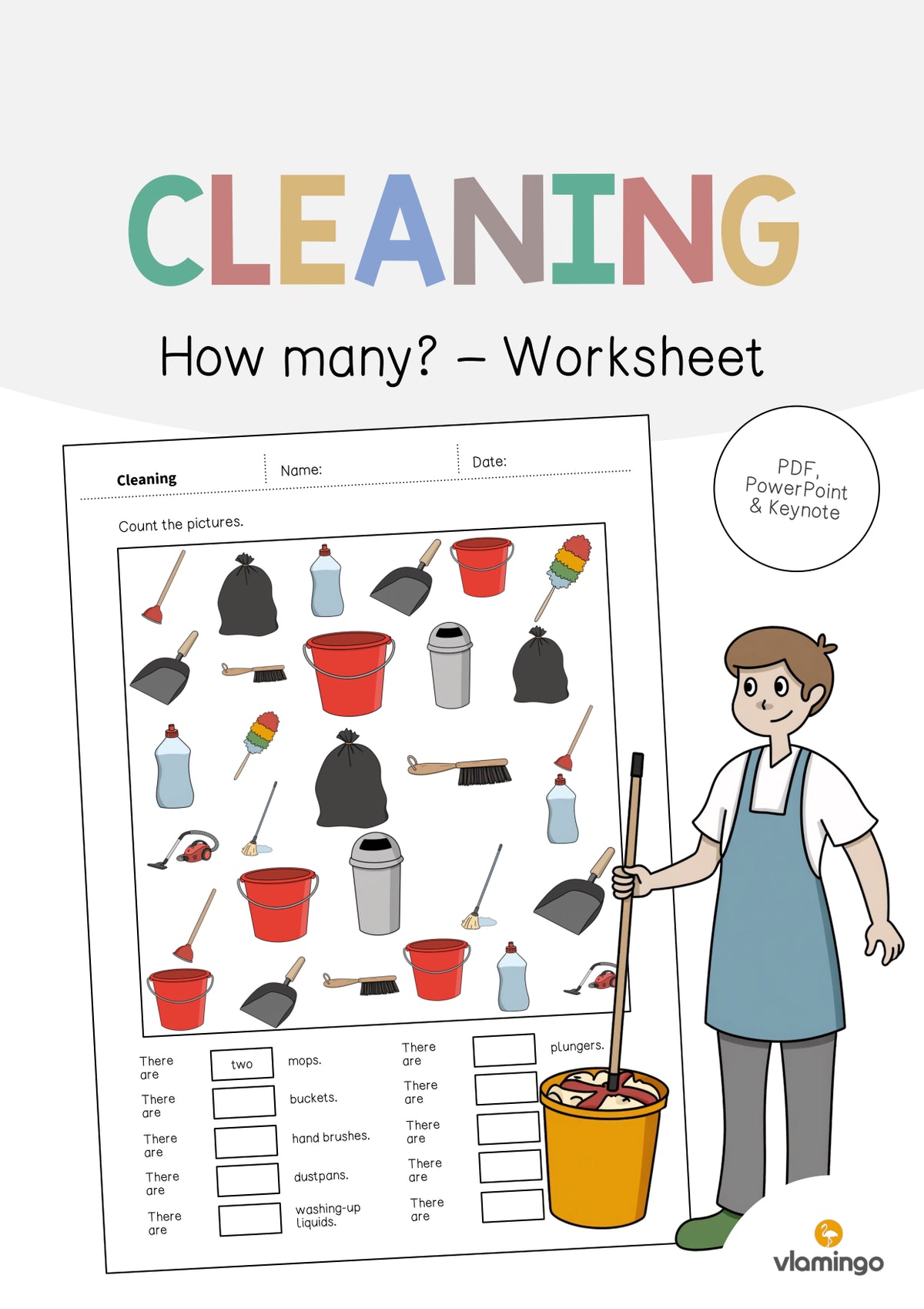 de englisch cleaning how many worksheet 001