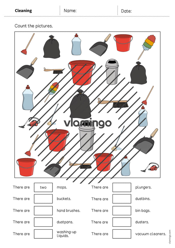 de englisch cleaning how many worksheet 004