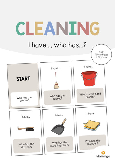 Cleaning / Putzen: I have..., who has...? (Englisch)