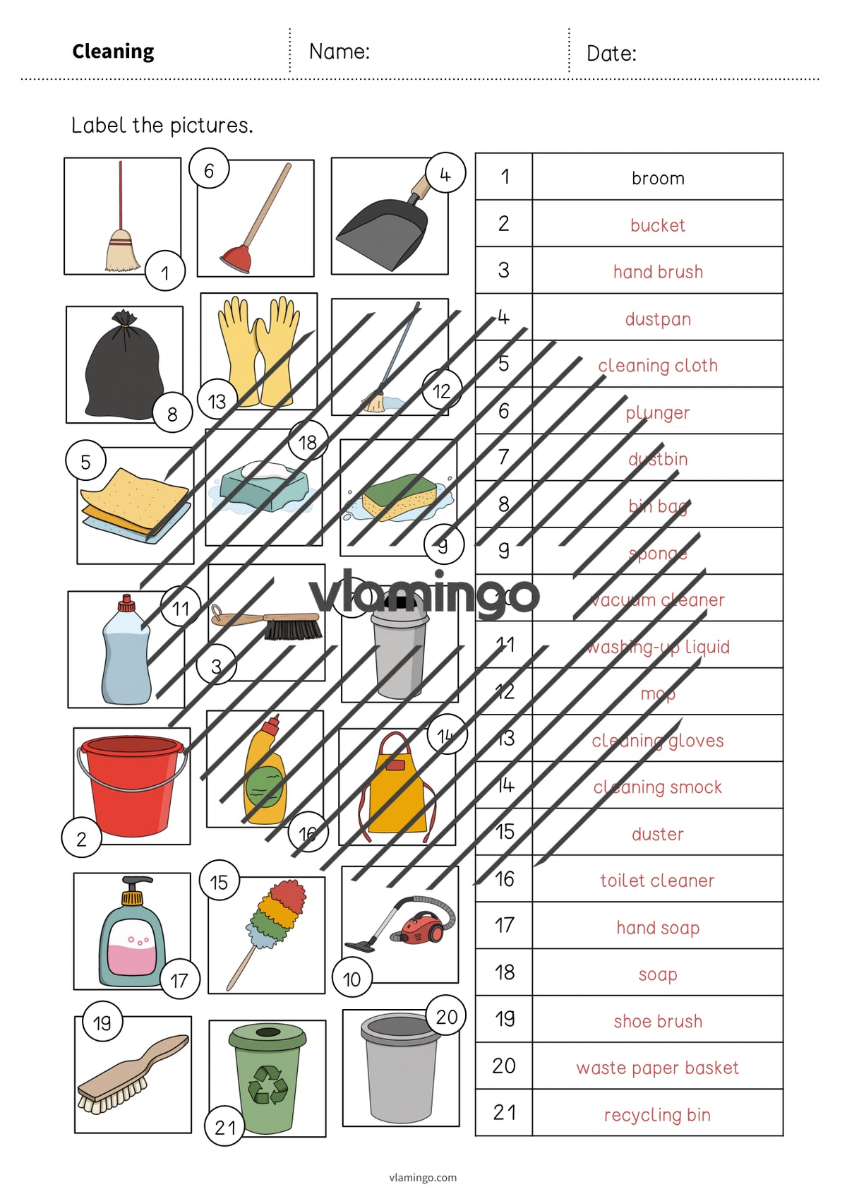 de englisch cleaning vocabulary worksheet 2 009