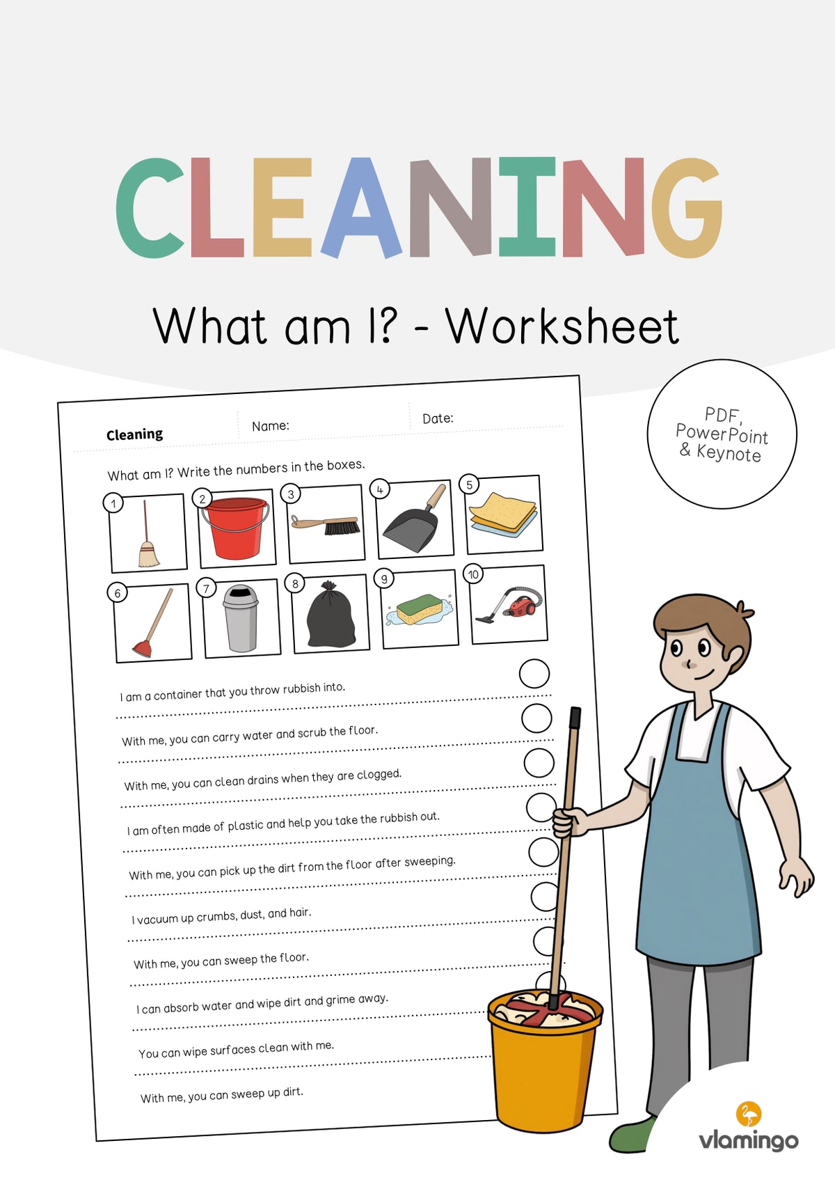 de englisch cleaning what am i worksheet 001