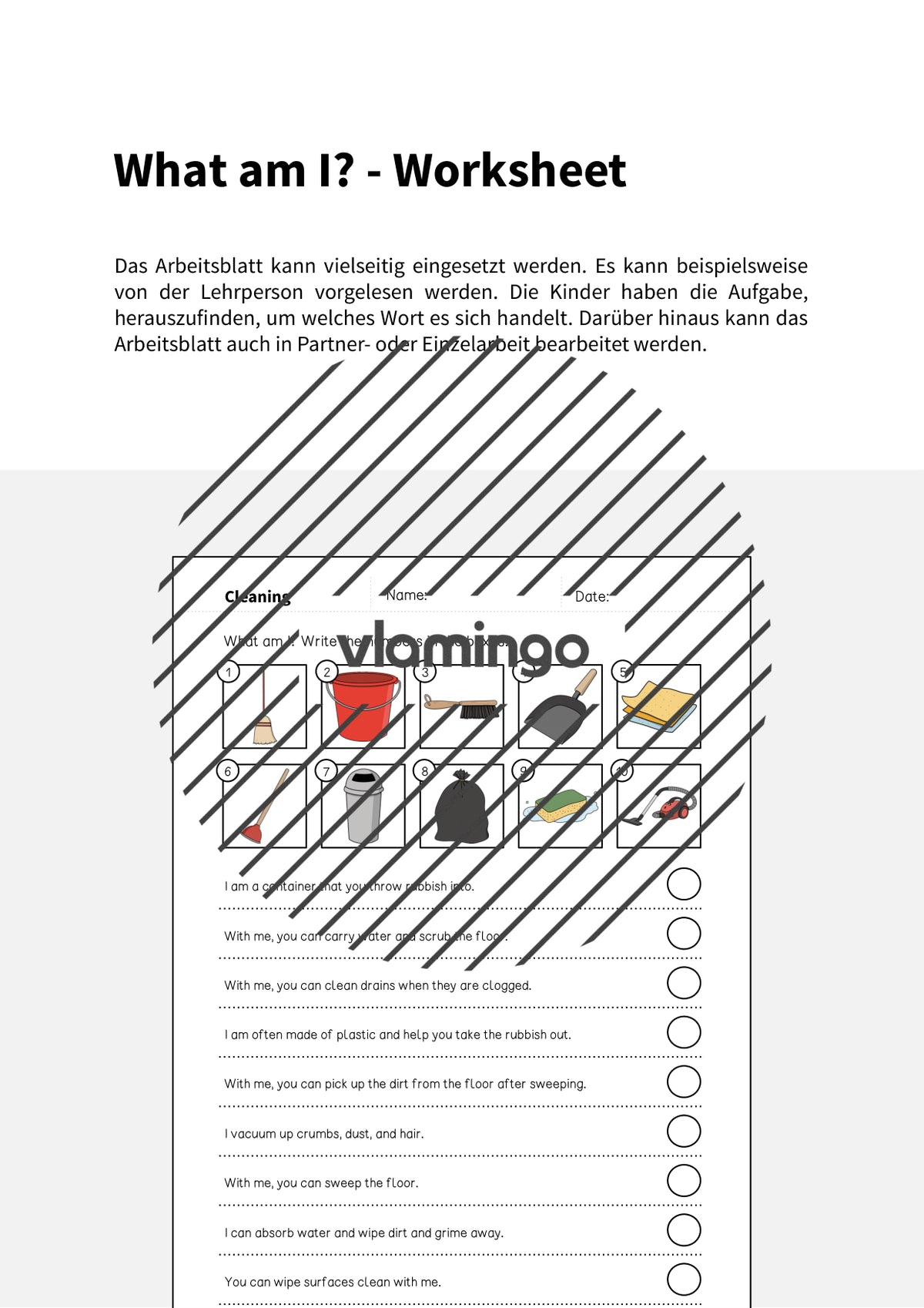 de englisch cleaning what am i worksheet 002