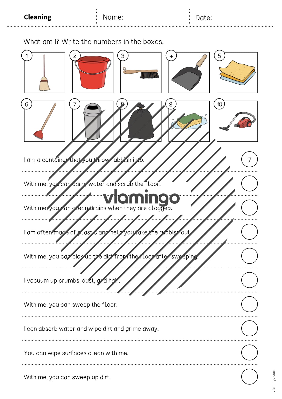 de englisch cleaning what am i worksheet 003