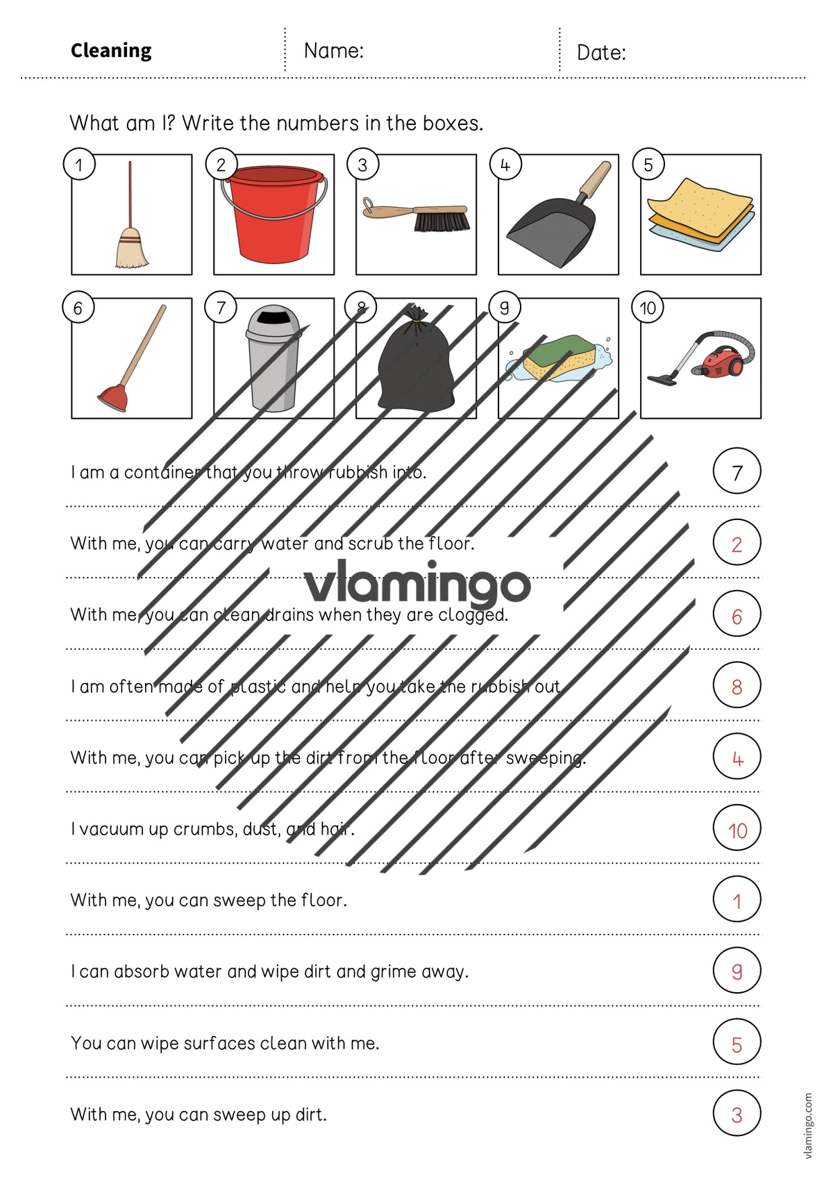 de englisch cleaning what am i worksheet 006
