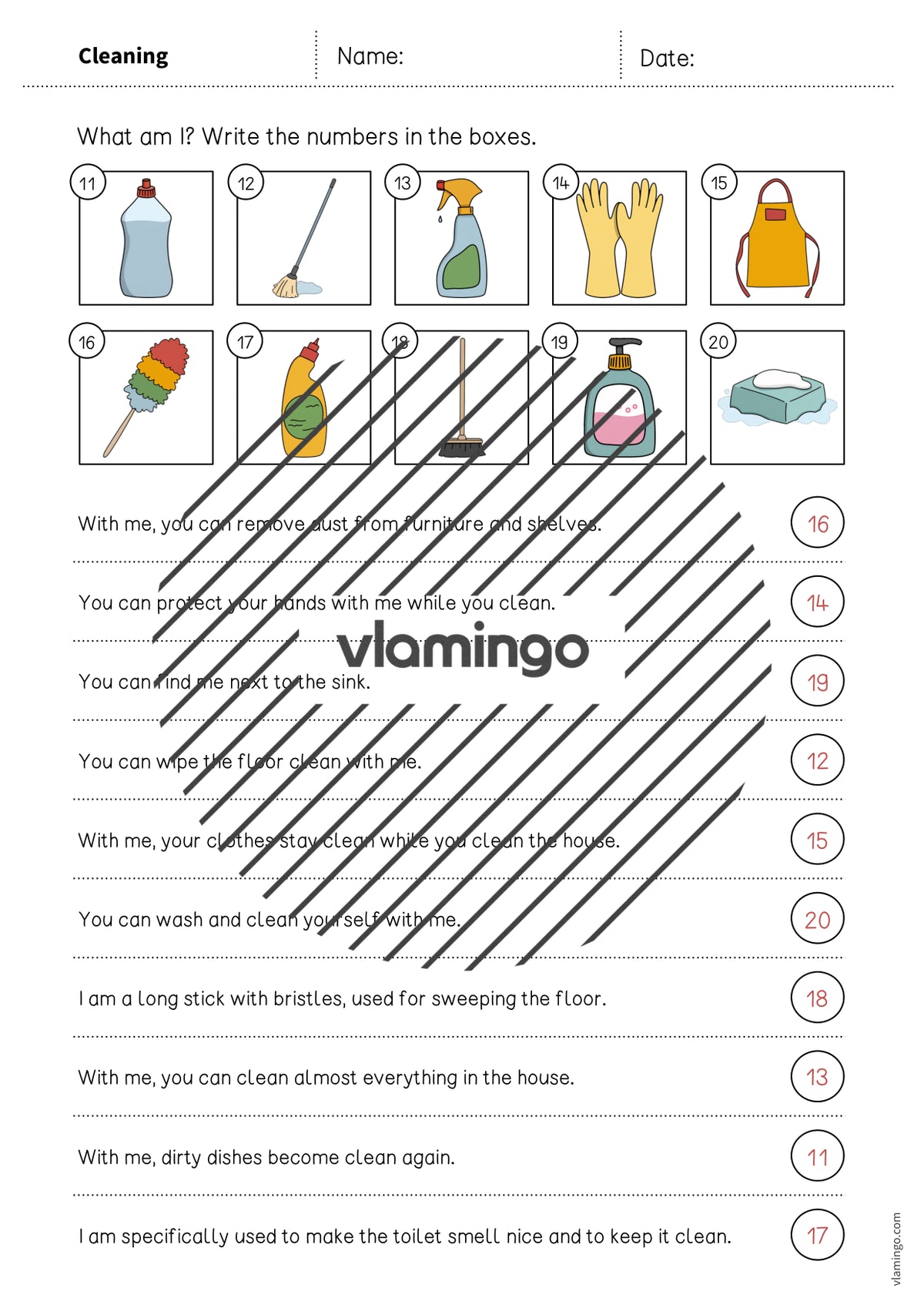 de englisch cleaning what am i worksheet 007